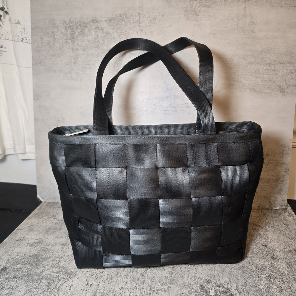 Vintage Harveys The Original Seatbelt Black Woven Medium Tote Bag 8.5" x 14"